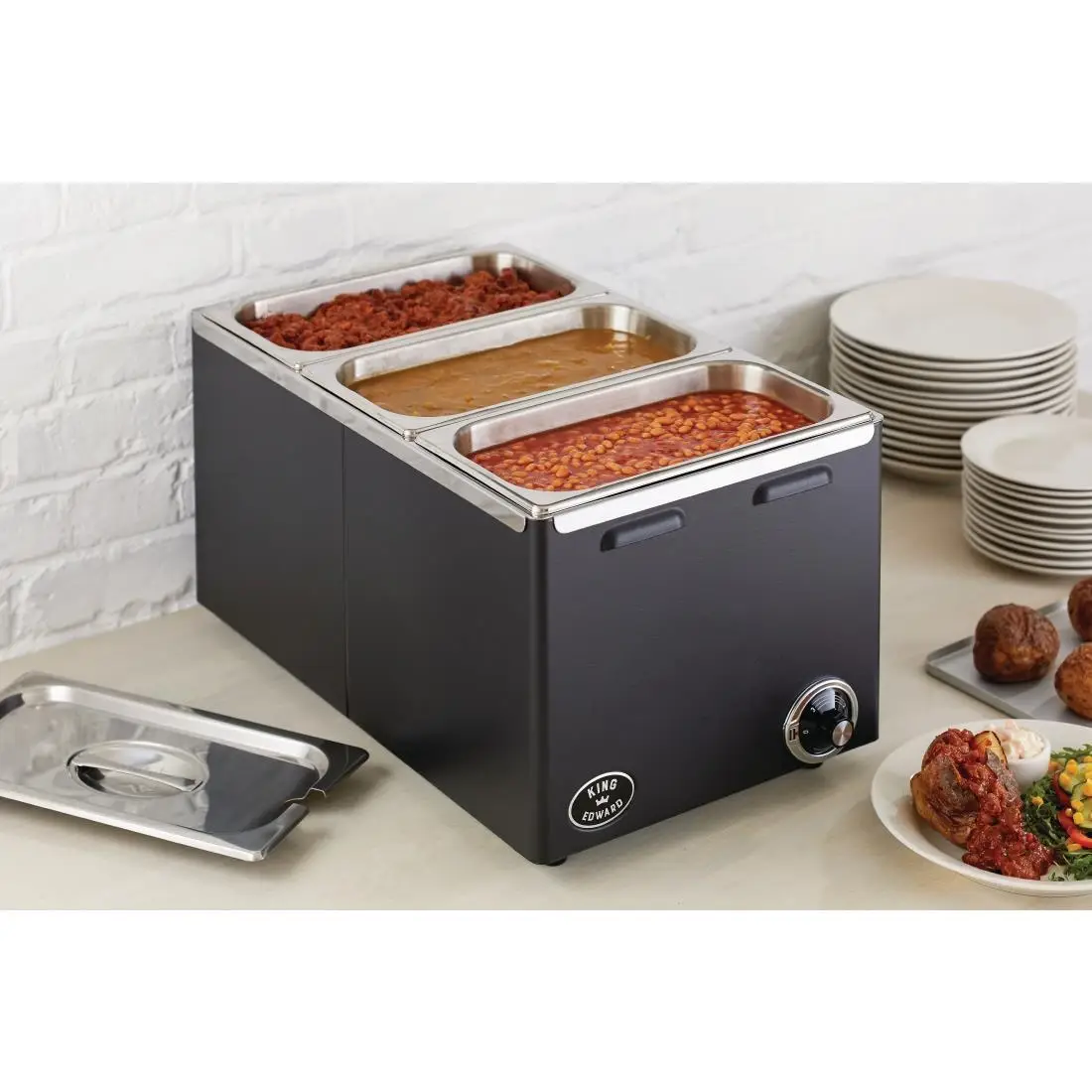 King Edward Wet and Dry Heat Bain Marie Black FS282 - Image 3