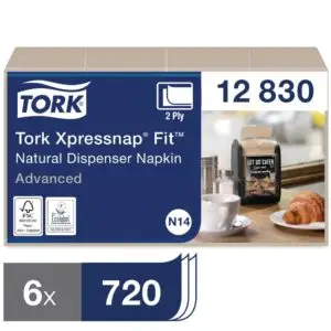 Tork Xpressnap Fit Dispenser Napkins Natural N14 (6 Pack) FS372