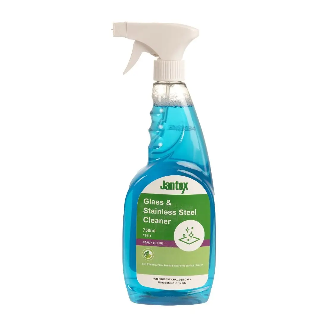 Jantex Green Glass and Stainless Steel Cleaner Ready To Use 750ml FS413
