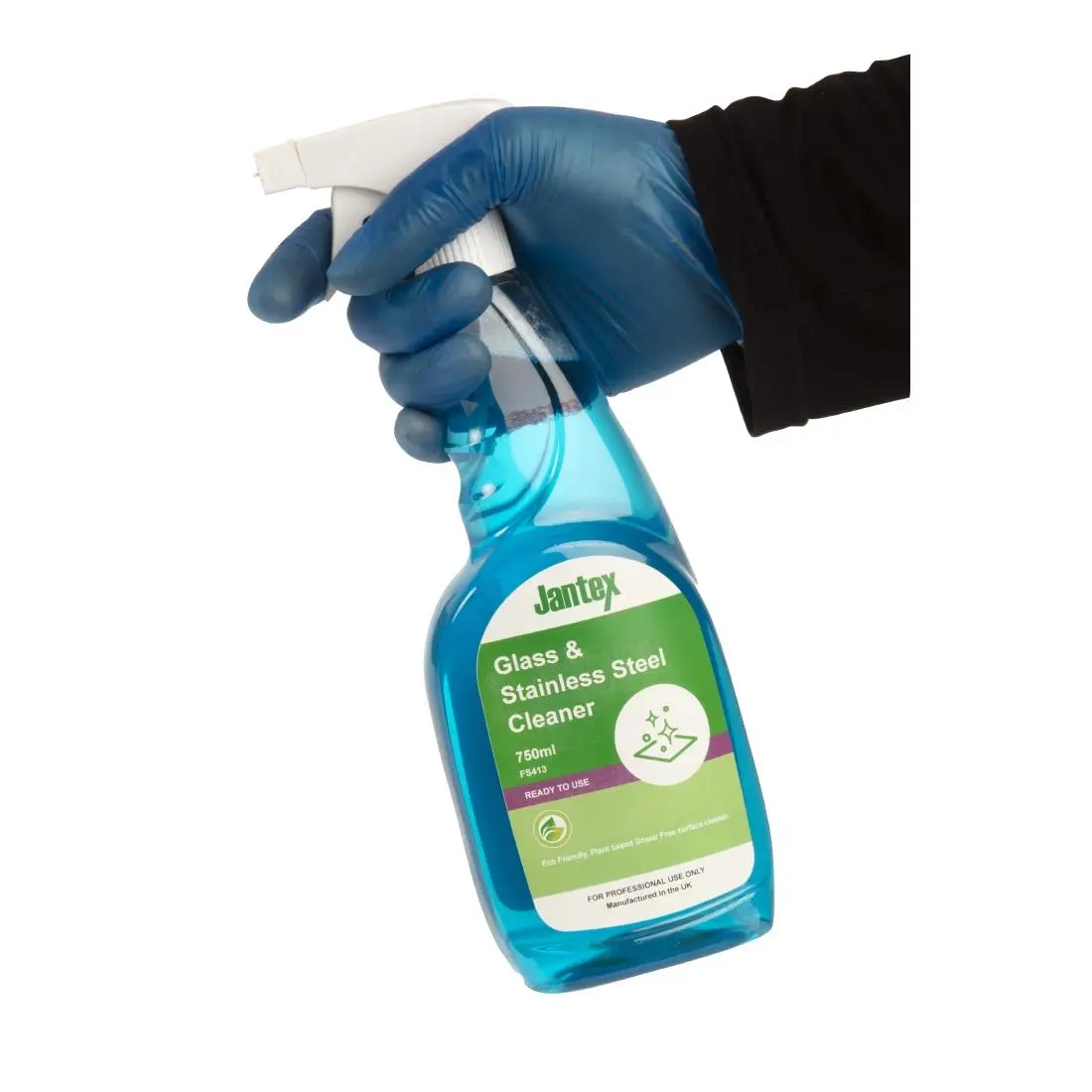 Jantex Green Glass and Stainless Steel Cleaner Ready To Use 750ml FS413 - Image 4