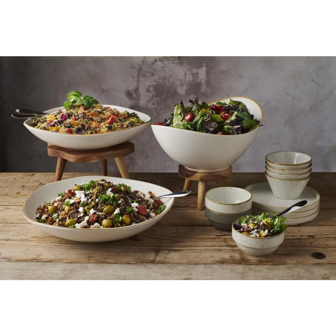 Churchill Melamine Stonecast Moonstone Buffet Bowl 360mm (2 Pack) FS910 - Image 3