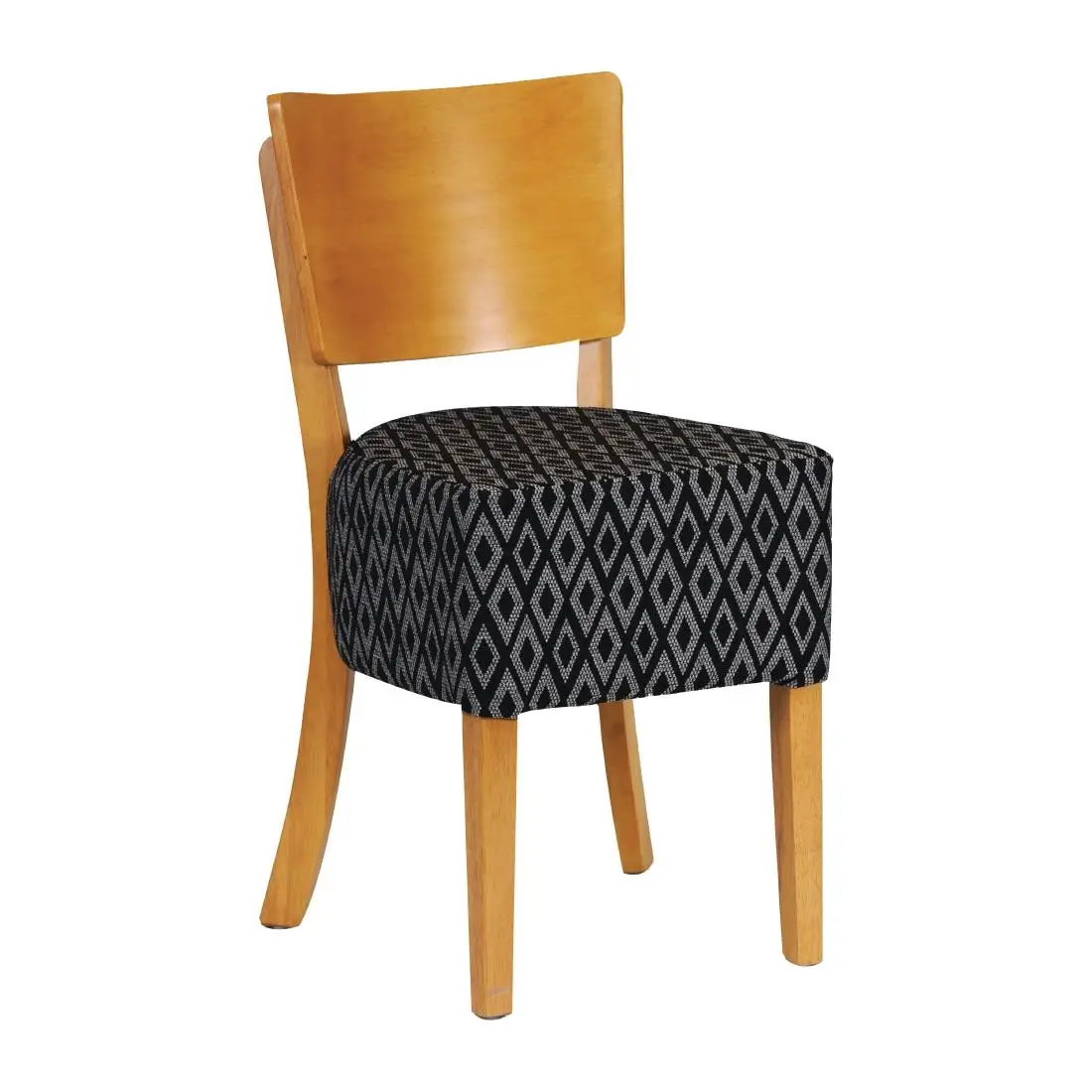 Asti Padded Soft Oak Dining Chair with Black Diamond Deep Padded Seat and Back (2 Pack) FT425