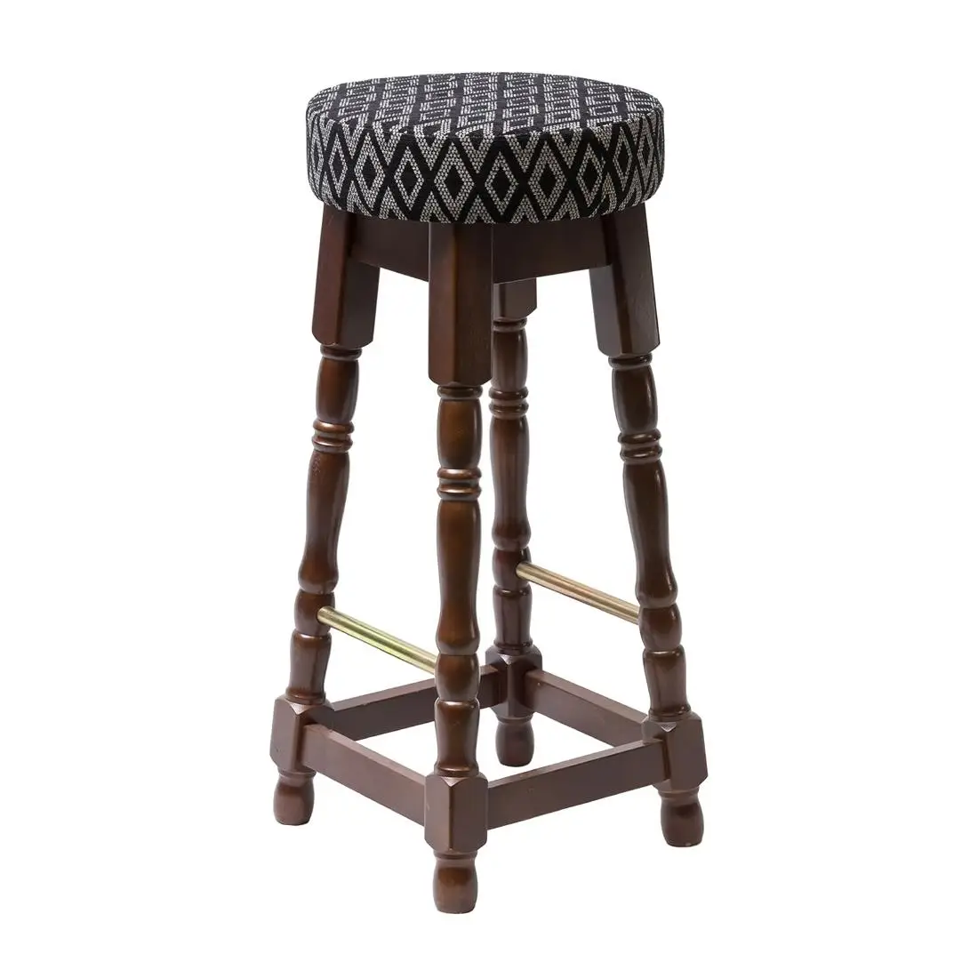 Classic Dark Wood High Bar Stool with Black Diamond Seat (2 Pack) FT456