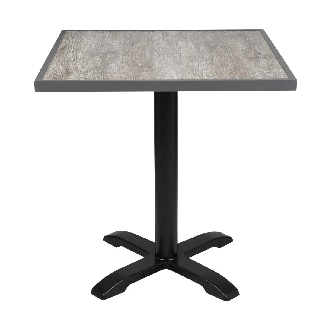 Bolero Wood Grain Effect Outdoor Tempered Glass Table Top Grey Trim 700mm FU515 - Image 5