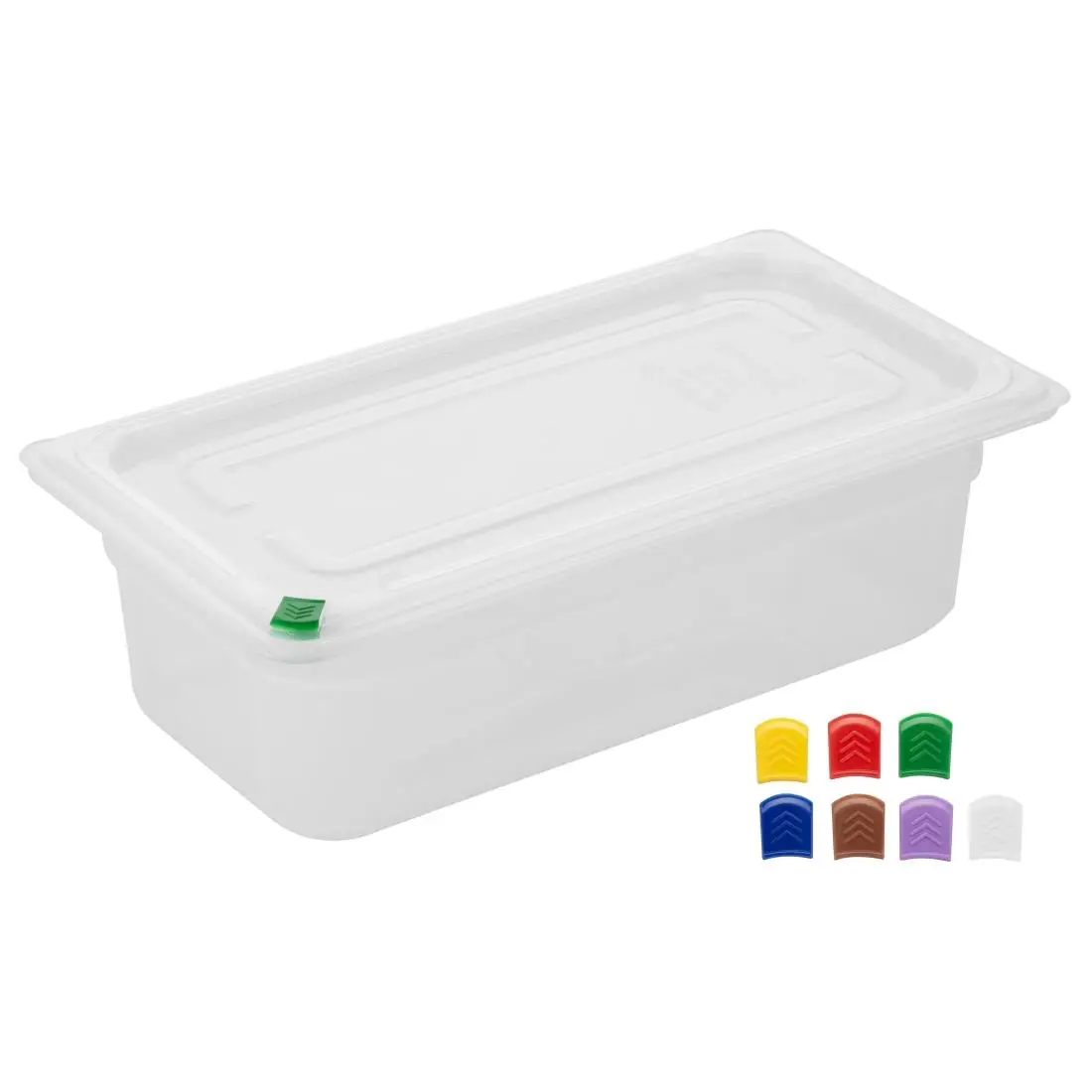 Hygiplas Click PP GN Container 1/3 with Lid & 7 Colour Clips 100mm 3.6Ltr (4 Pack) FZ092 - Image 2