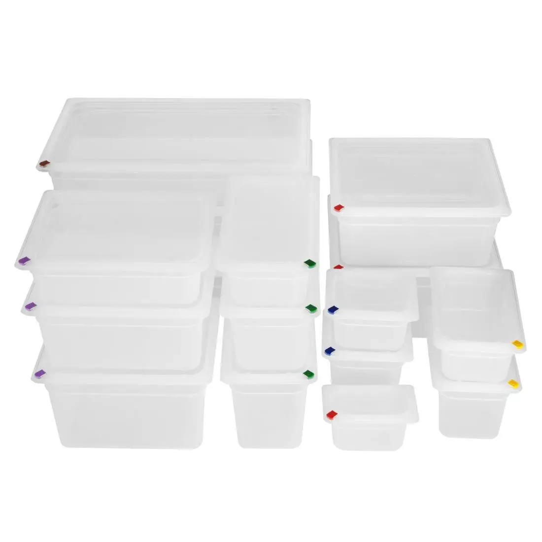 Hygiplas Click PP GN Container 1/3 with Lid & 7 Colour Clips 100mm 3.6Ltr (4 Pack) FZ092 - Image 5