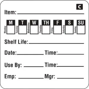 Hygiplas Freezable Day of the Week Labels (500 Pack) GF049