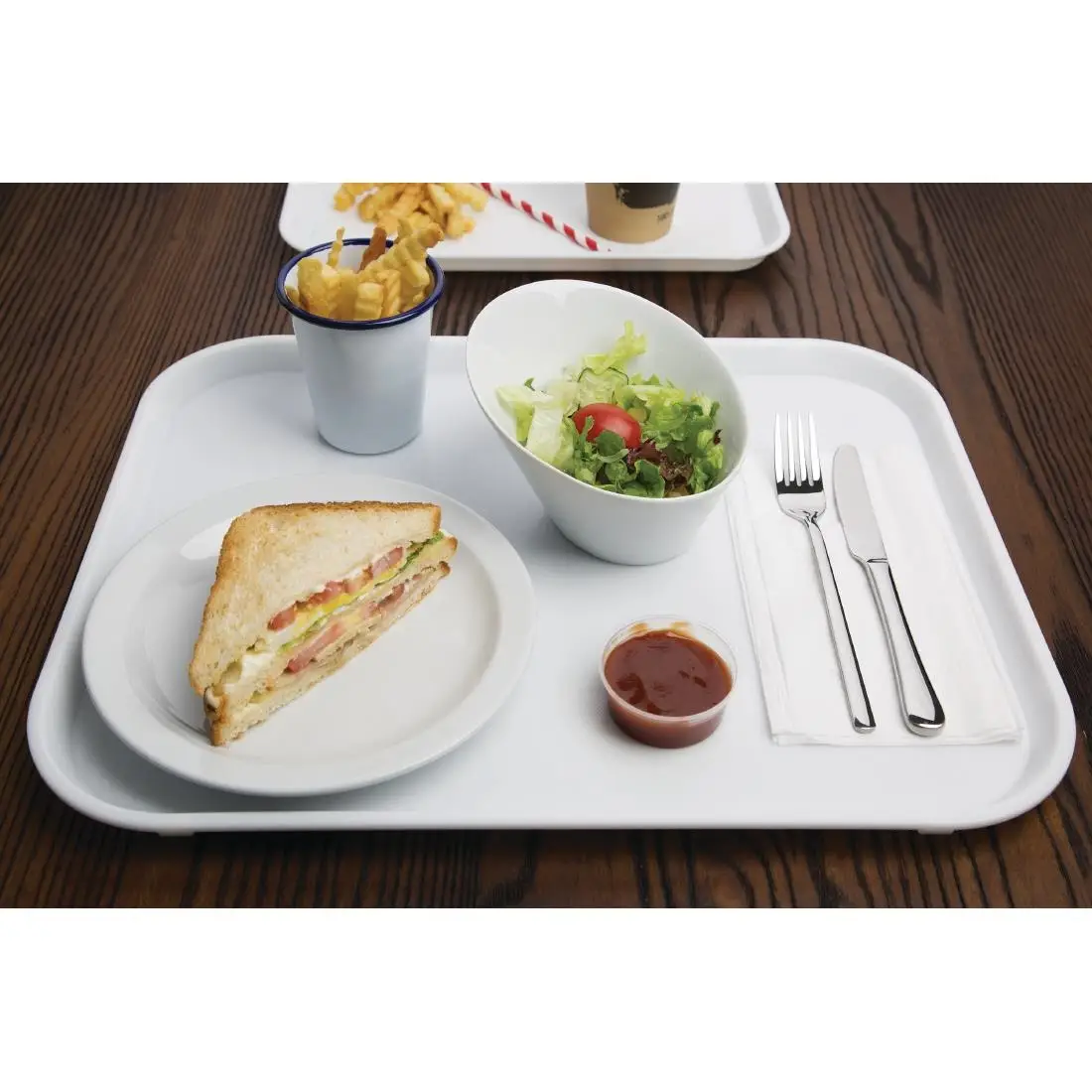 Olympia Kristallon PP Rectangular Tray White 350x450mm GF997 - Image 5