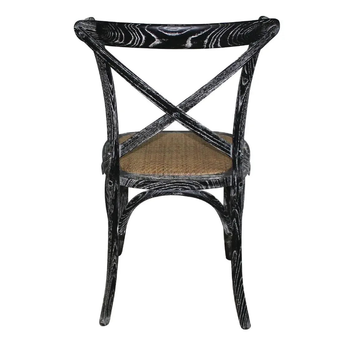 Bolero Bentwood Chairs with Metal Cross Backrest Black Wash (2 Pack) GG654 - Image 2