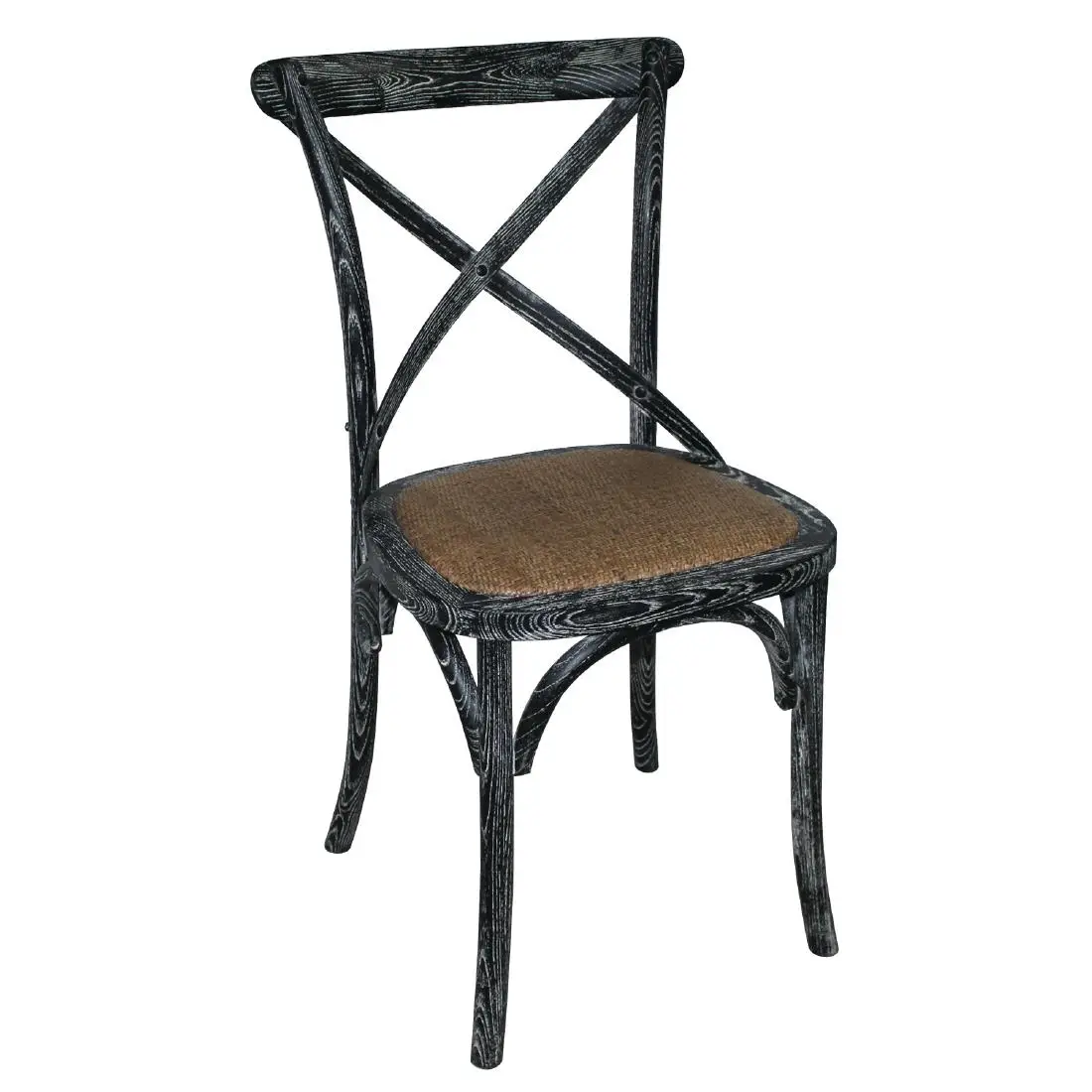 Bolero Bentwood Chairs with Metal Cross Backrest Black Wash (2 Pack) GG654