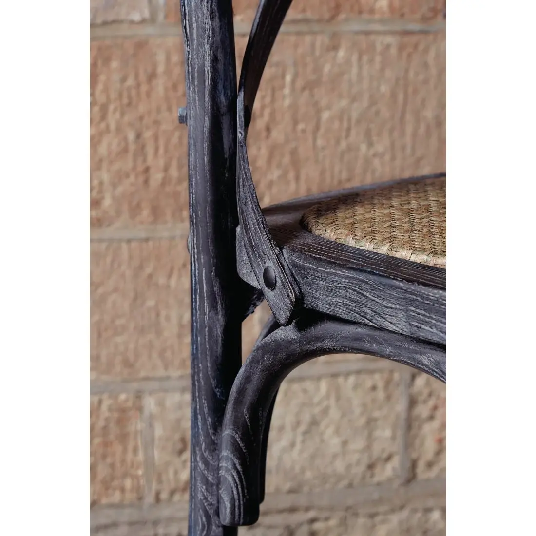 Bolero Bentwood Chairs with Metal Cross Backrest Black Wash (2 Pack) GG654 - Image 4
