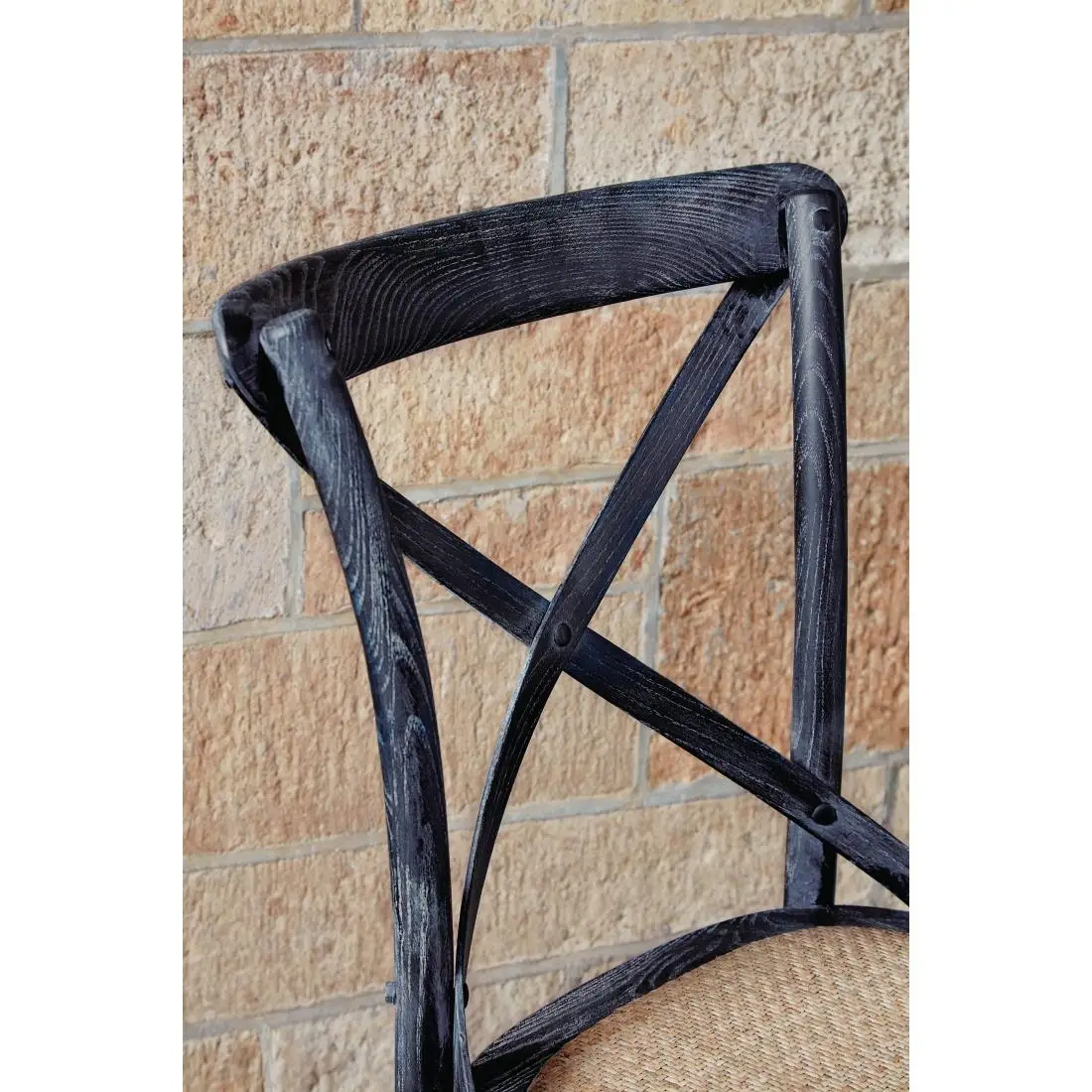 Bolero Bentwood Chairs with Metal Cross Backrest Black Wash (2 Pack) GG654 - Image 5