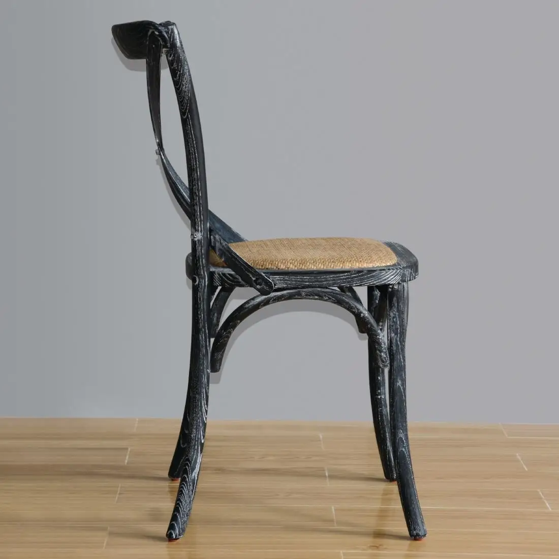 Bolero Bentwood Chairs with Metal Cross Backrest Black Wash (2 Pack) GG654 - Image 7