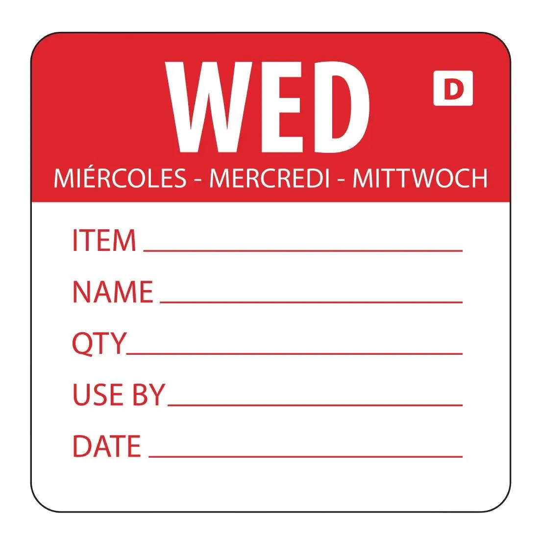 Hygiplas Dissolvable Day of the Week Labels Wednesday (250 Pack) GH353
