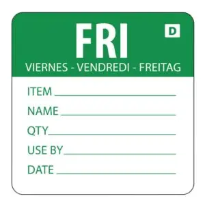 Hygiplas Dissolvable Day of the Week Labels Friday (250 Pack) GH355