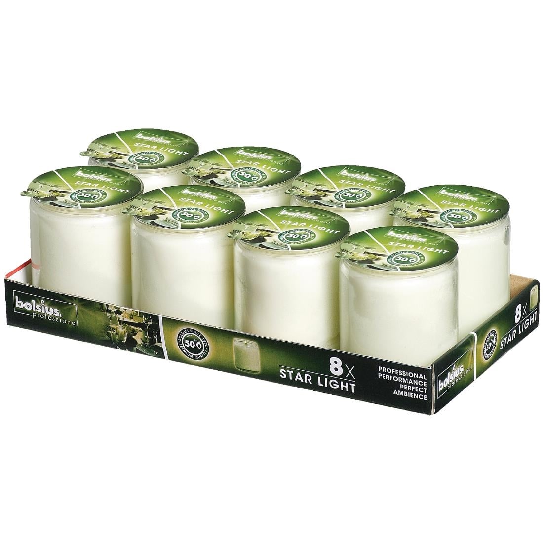 Bolsius Star Light Clear Glasses Candles Jars (8 Pack) GJ469 - Image 6