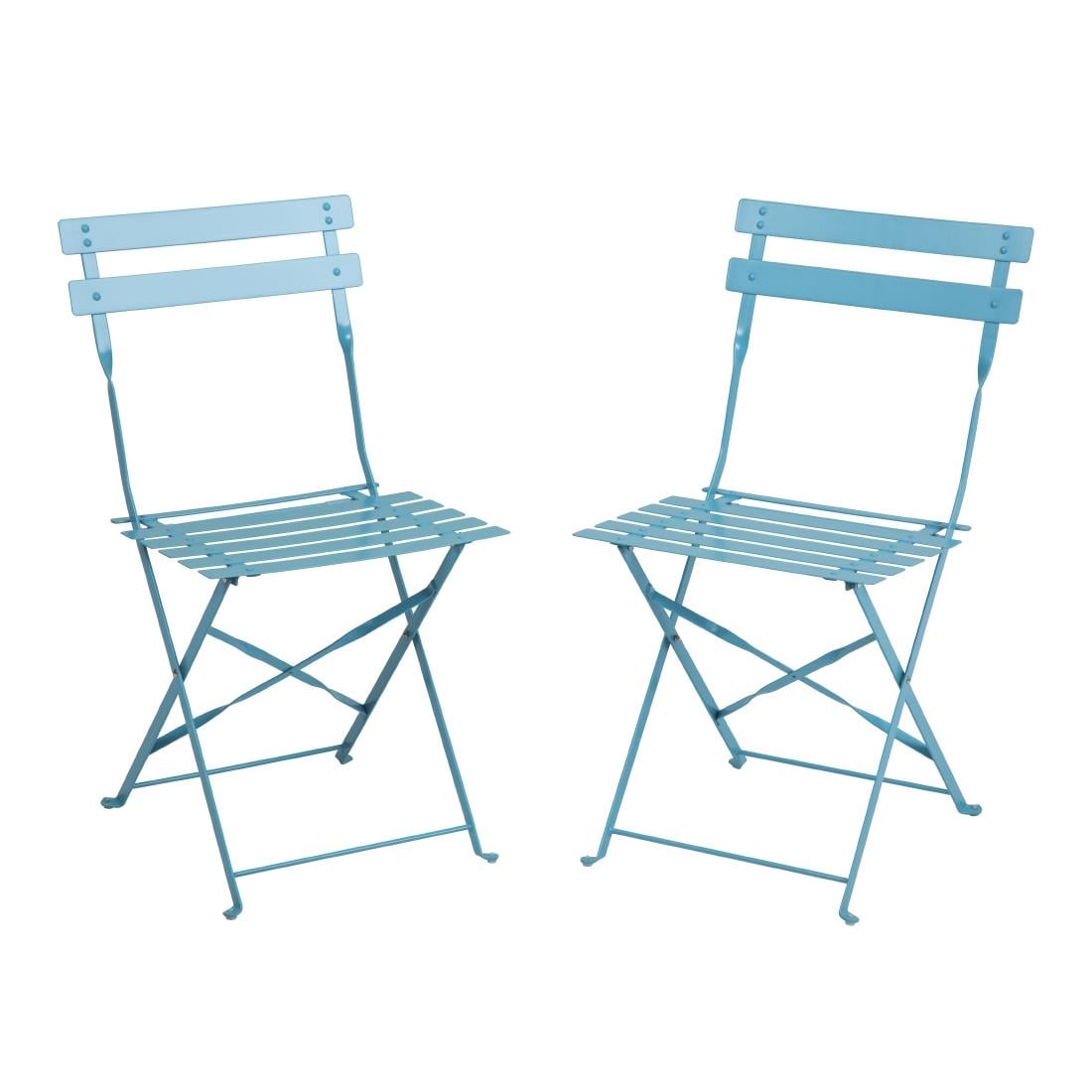 Bolero Perth Pavement Style Folding Chairs Blue (2 Pack) GK982 - Image 3