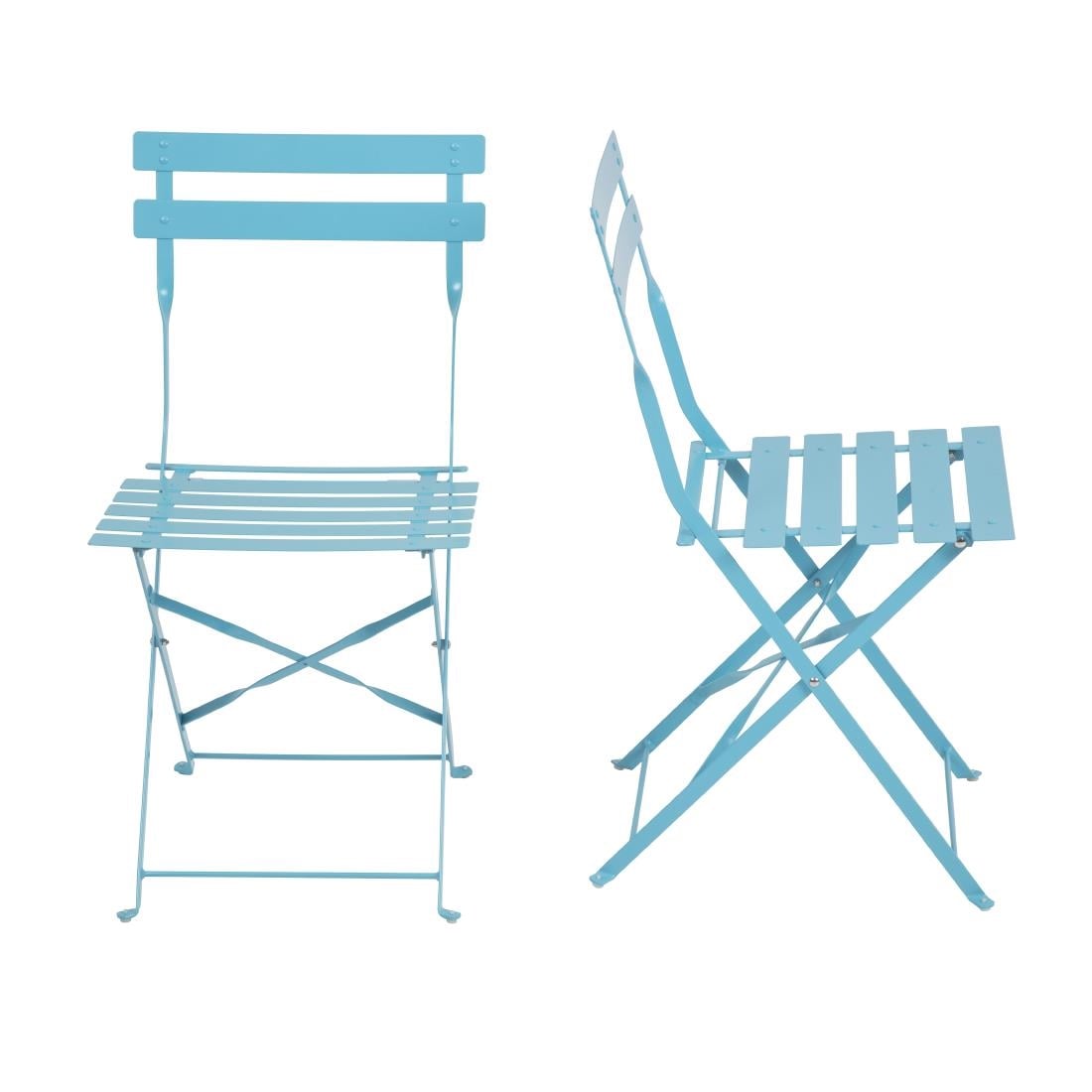 Bolero Perth Pavement Style Folding Chairs Blue (2 Pack) GK982 - Image 4