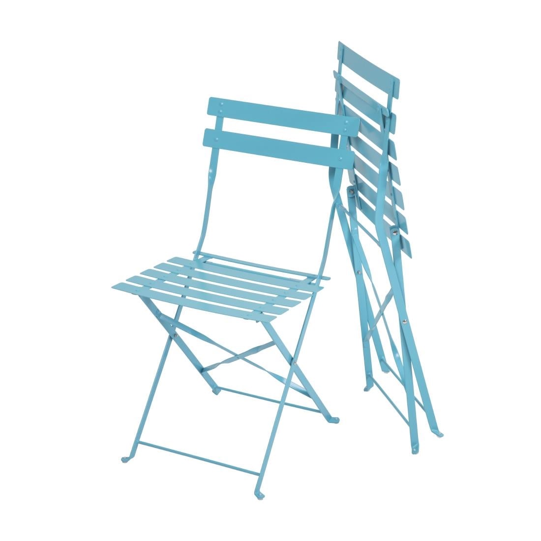 Bolero Perth Pavement Style Folding Chairs Blue (2 Pack) GK982 - Image 5