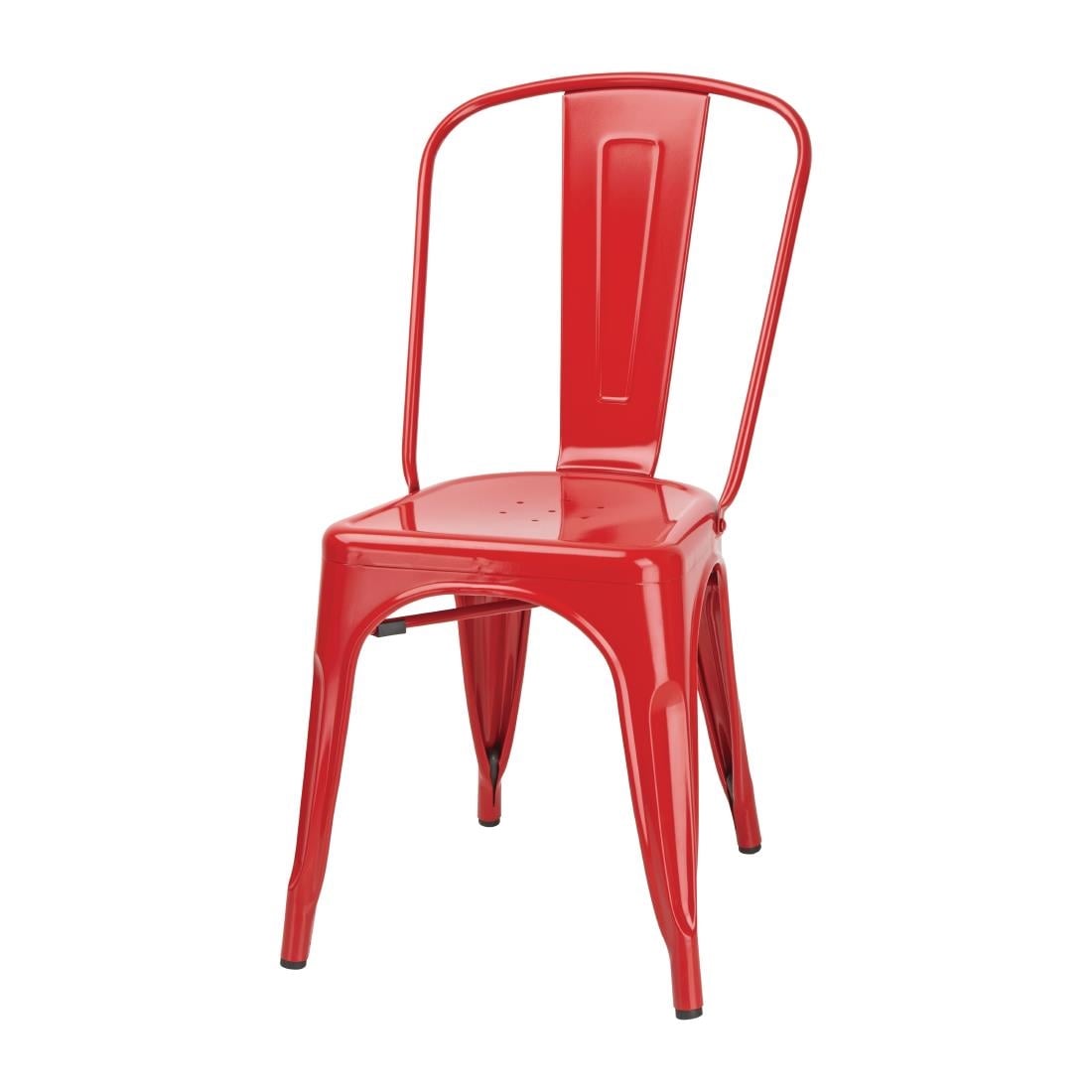 Bolero Bistro Steel Side Chair Red (4 Pack) GL330 - Image 4