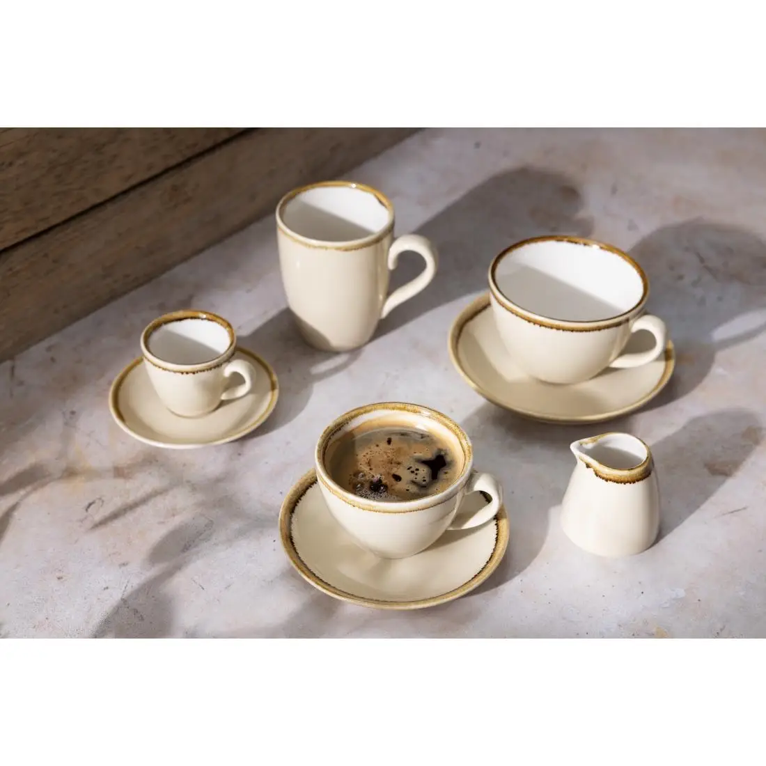 Olympia Kiln Cappuccino Saucers Sandstone 160mm (6 Pack) GP333 - Image 6