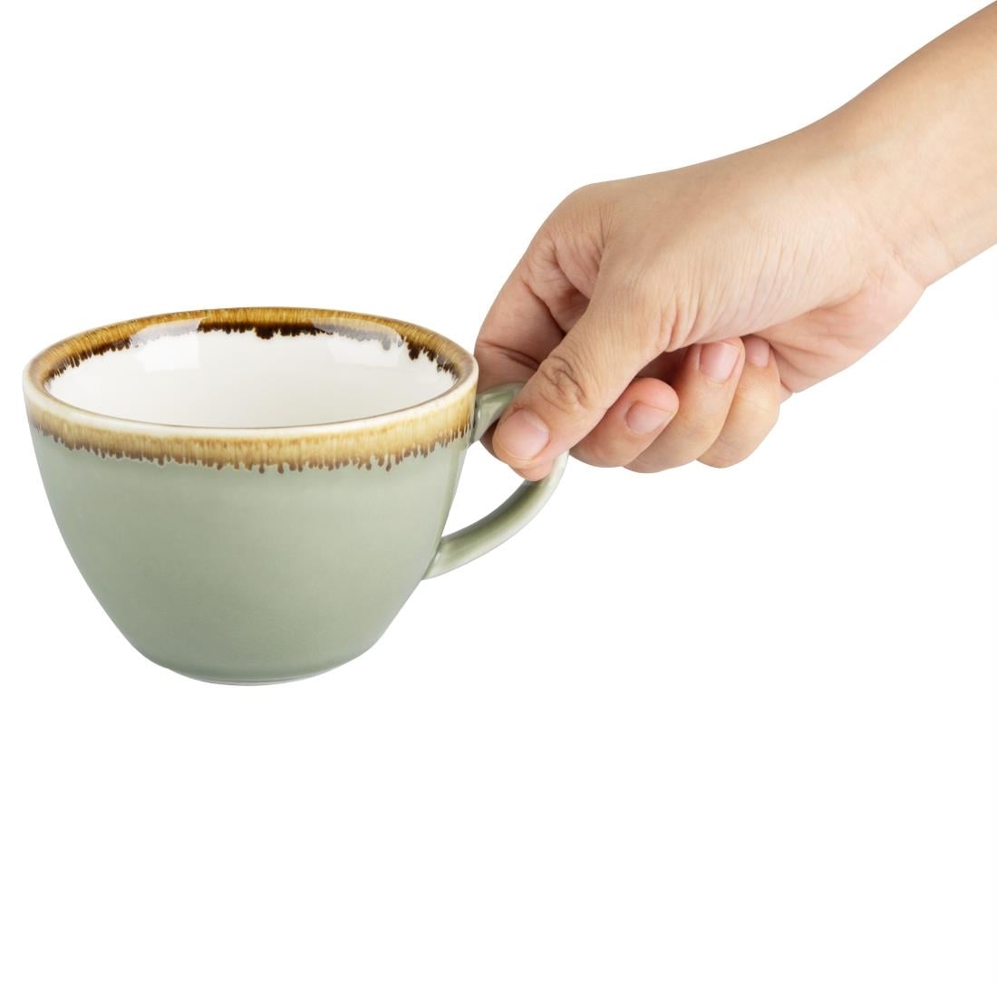 Olympia Kiln Cappuccino Cups Moss 340ml (6 Pack) GP480 - Image 4
