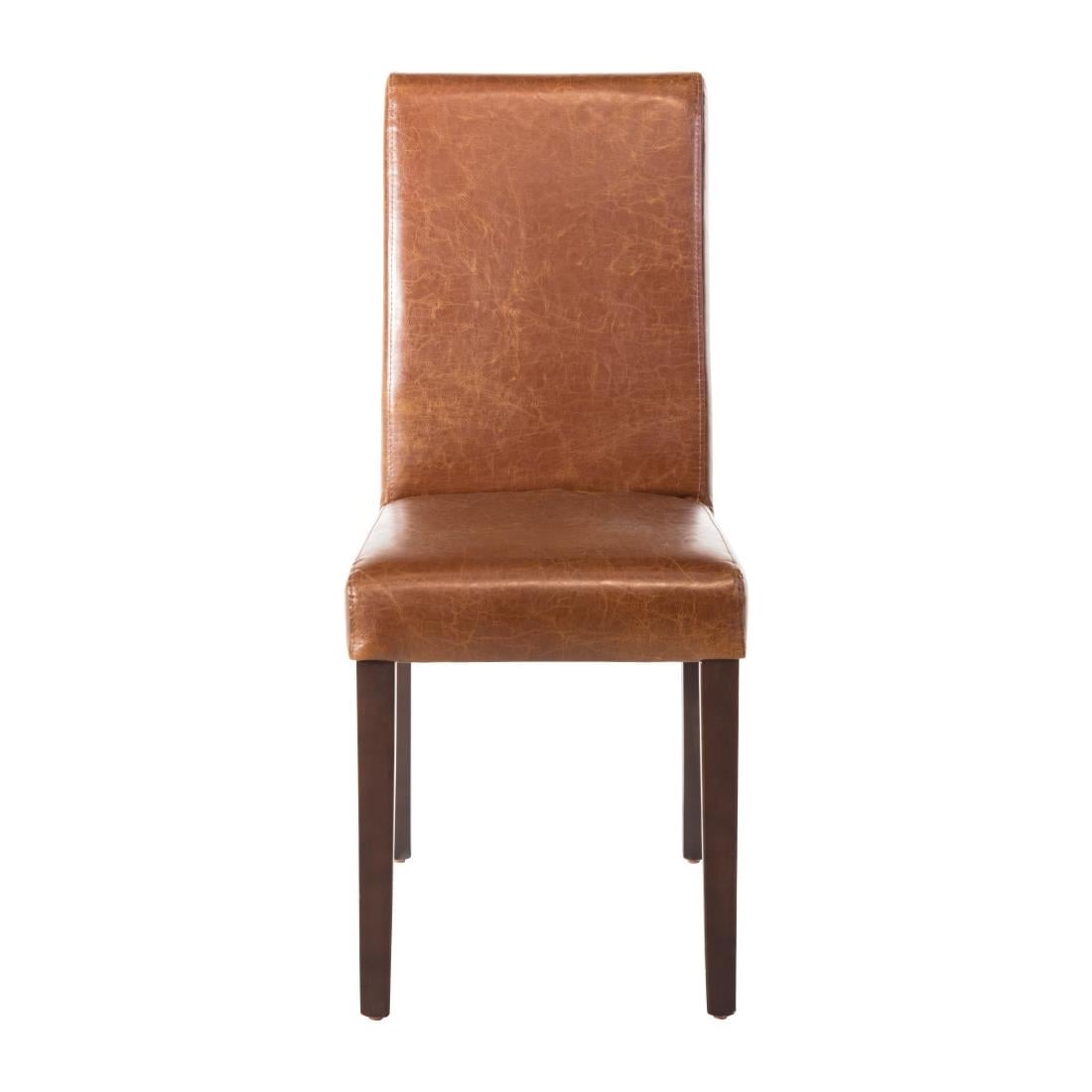 Bolero Faux Leather Dining Chair Antique Tan (2 Pack) GR368 - Image 4