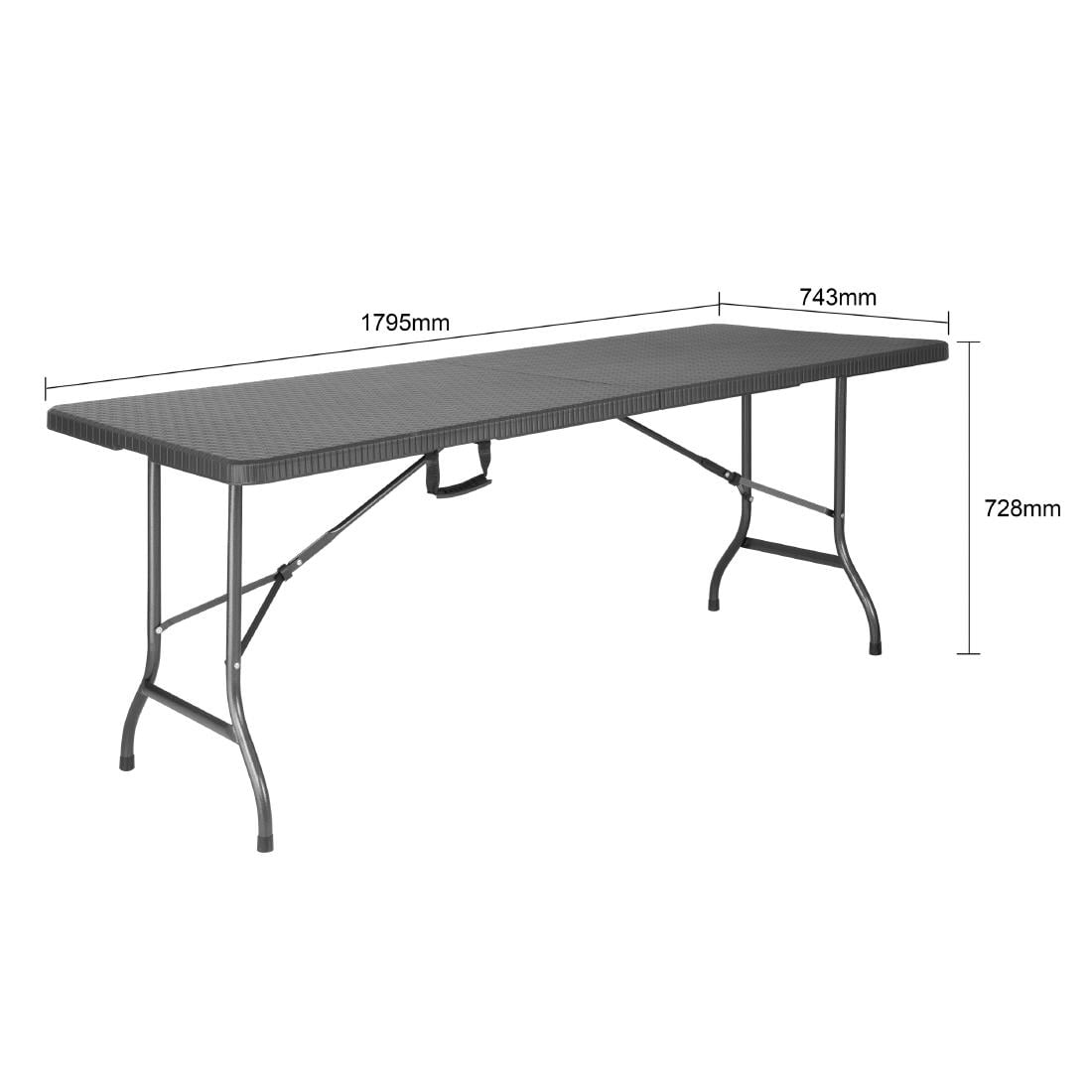 Bolero Rattan Rectangular Centre Folding Table Black 6ft GR770 - Image 5