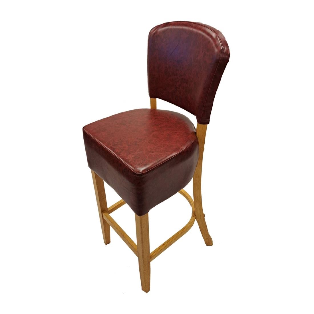 Hanoi Bar Chair in Soft Oak with Bison Bordeaux Vinyl HP791