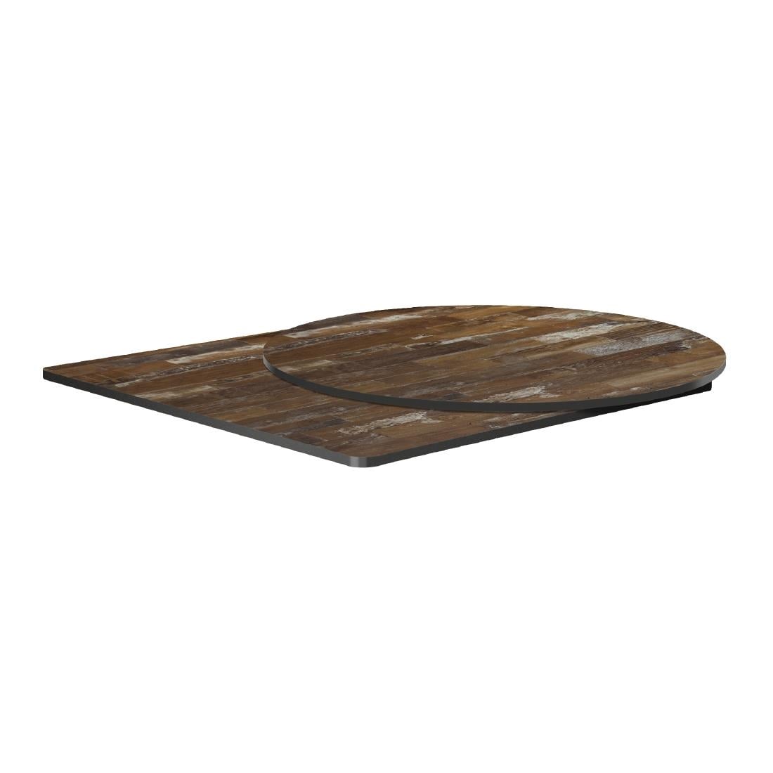Extrema Round Planked Vintage Wood Table Top 600mm HS694 - Image 2