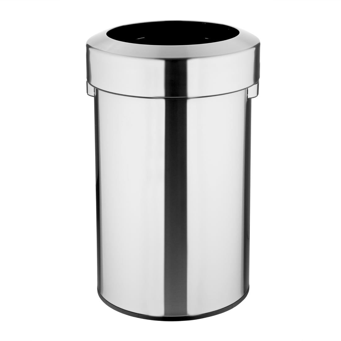 Bolero Bin with Open Top Lid Brushed Steel 70Ltr HT460