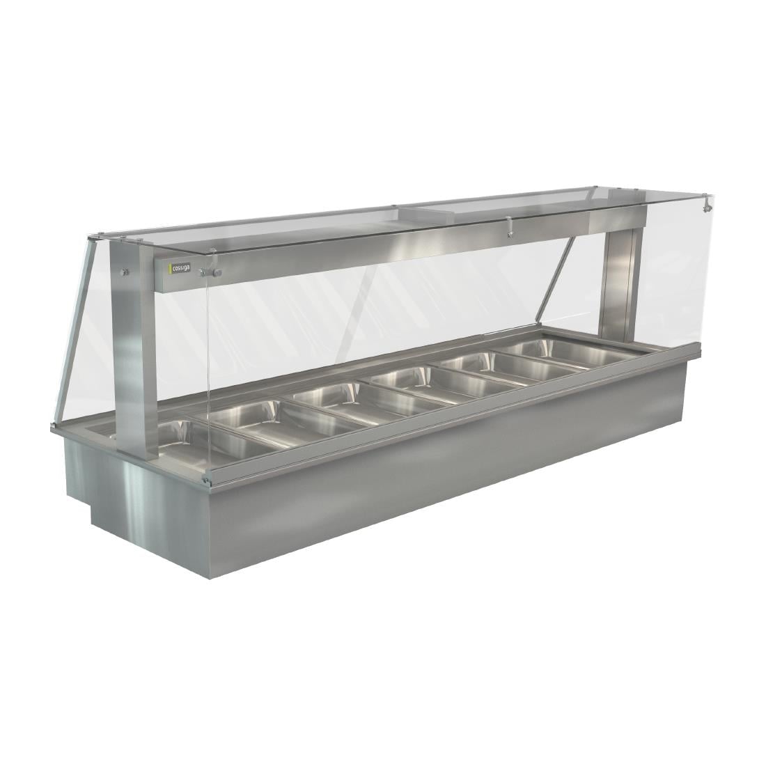 Cossiga Linear Series Drop-in Bain Marie 6x1/1GN w/Square Glass Assisted Service 2165mm HT663