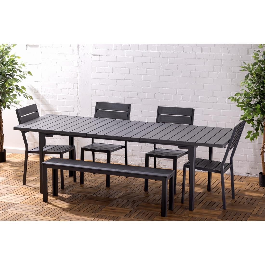 Bolero Valletta Grey Slatted Extendable Outdoor Dining Table HW526 - Image 8