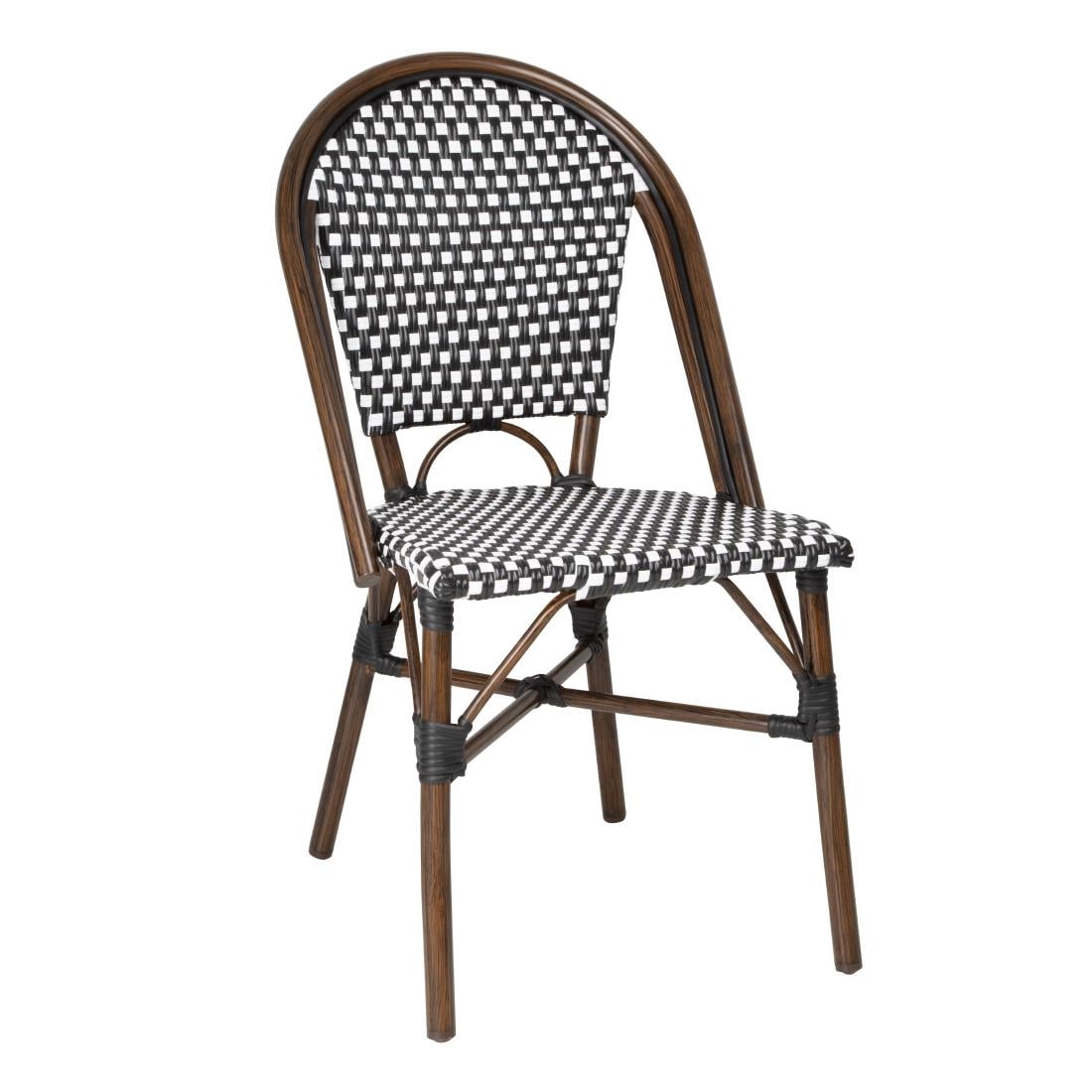 Bolero Parisian Style PE Rattan Chair Black Dot Mix (2 Pack) HW598