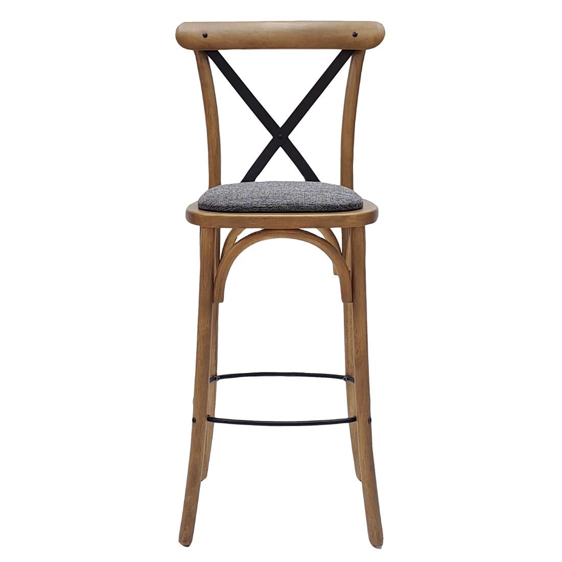 Bristol Bar Chair in Weathered Oak with Shetland Smoke Seat HX883 - Image 2