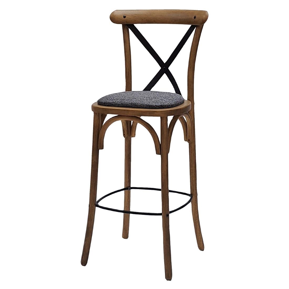 Bristol Bar Chair in Weathered Oak with Shetland Smoke Seat HX883