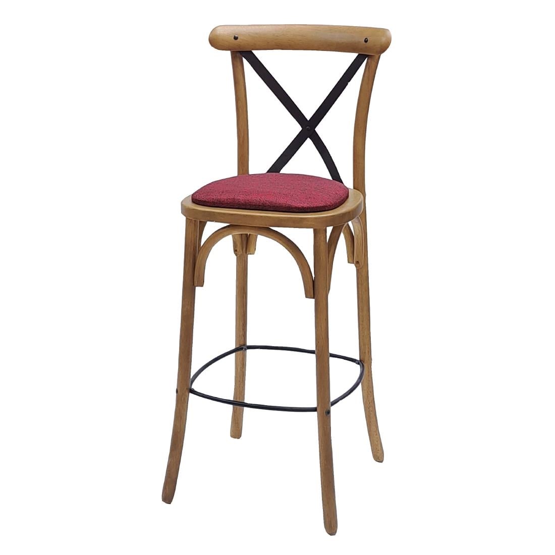 Bristol Bar Chair in Weathered Oak with Shetland Scarlett Seat HX885