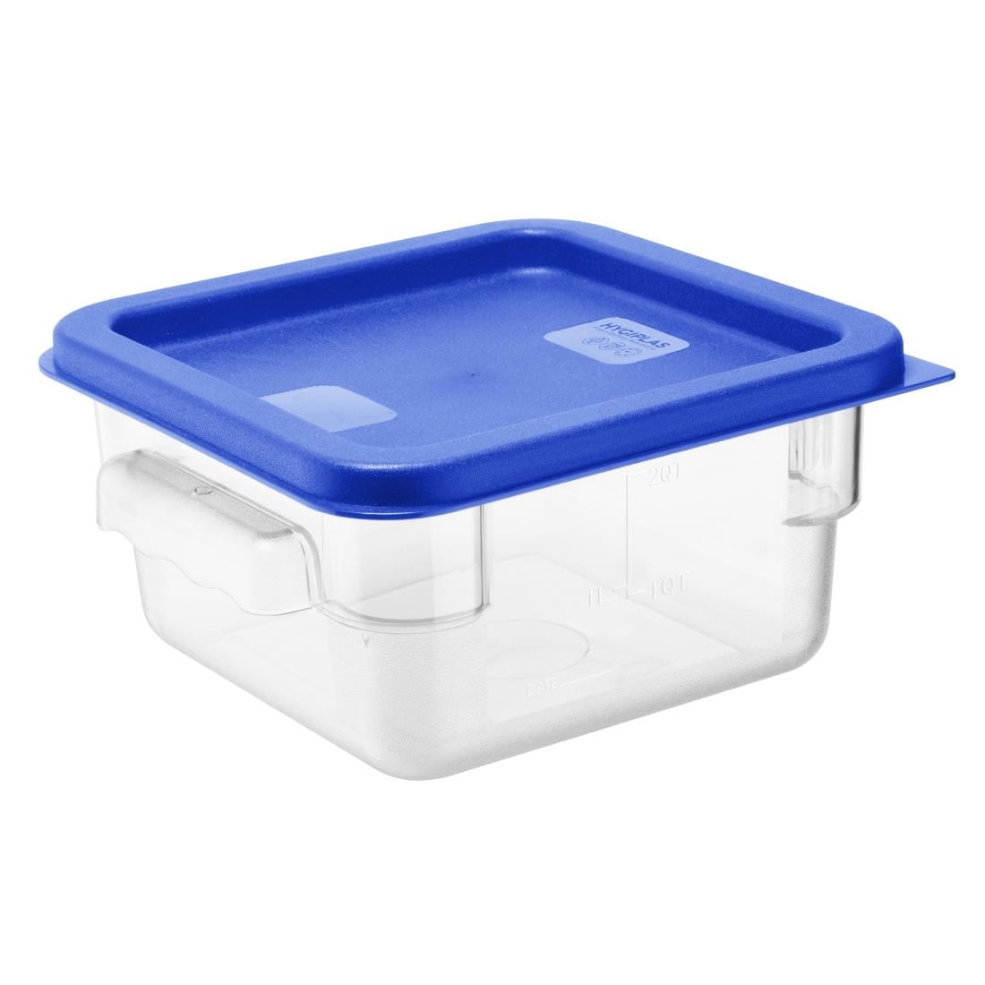 Hygiplas Square Food Storage Container Lid Blue Small HY410 - Image 4