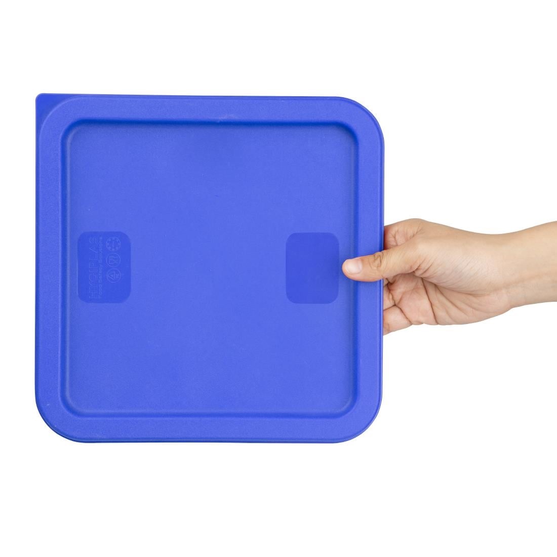 Hygiplas Square Food Storage Container Lid Blue Medium HY411 - Image 3