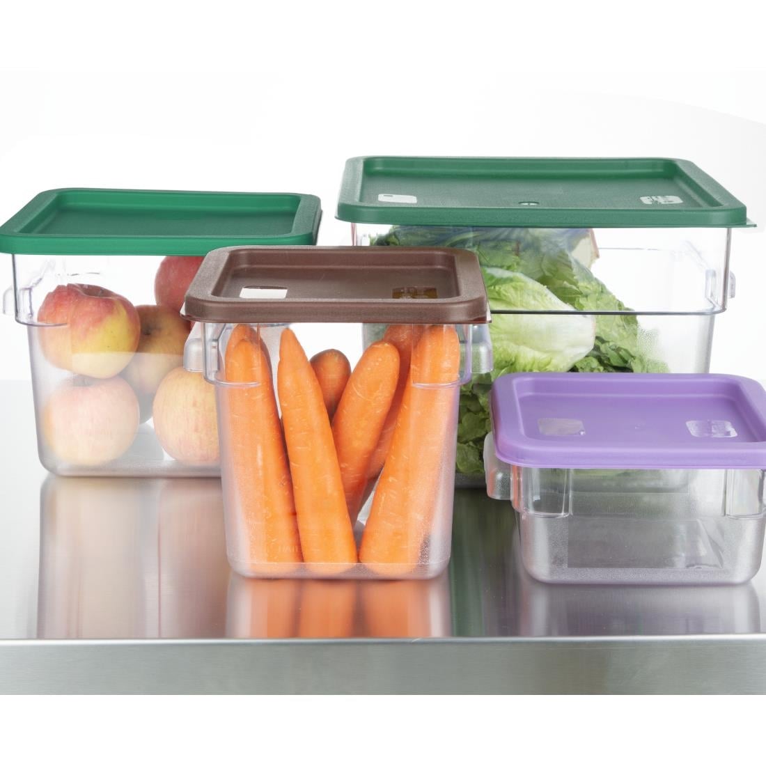 Hygiplas Square Food Storage Container Lid Brown Small HY422 - Image 5