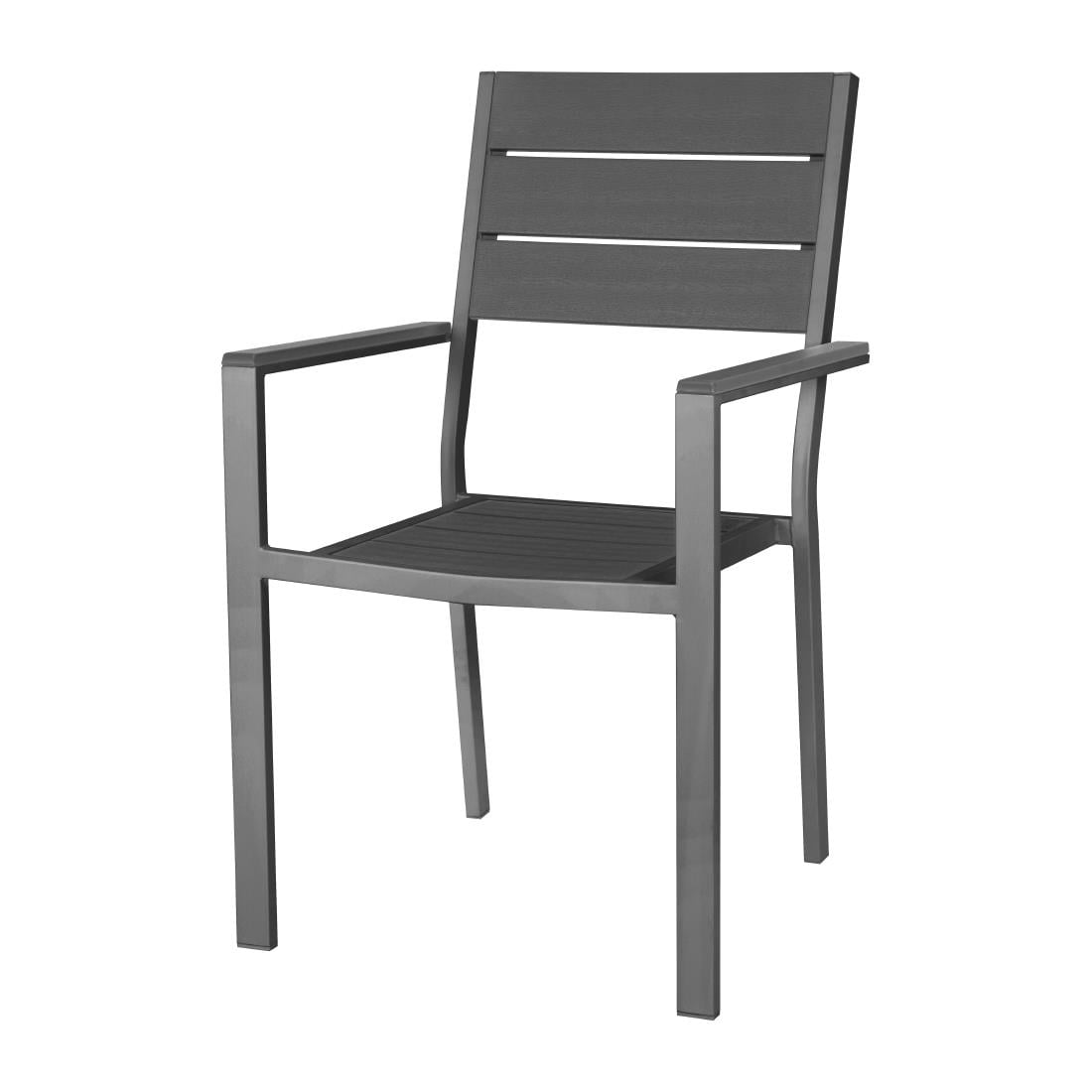 Bolero Valletta Grey Slatted Armchairs (4 Pack) HZ022
