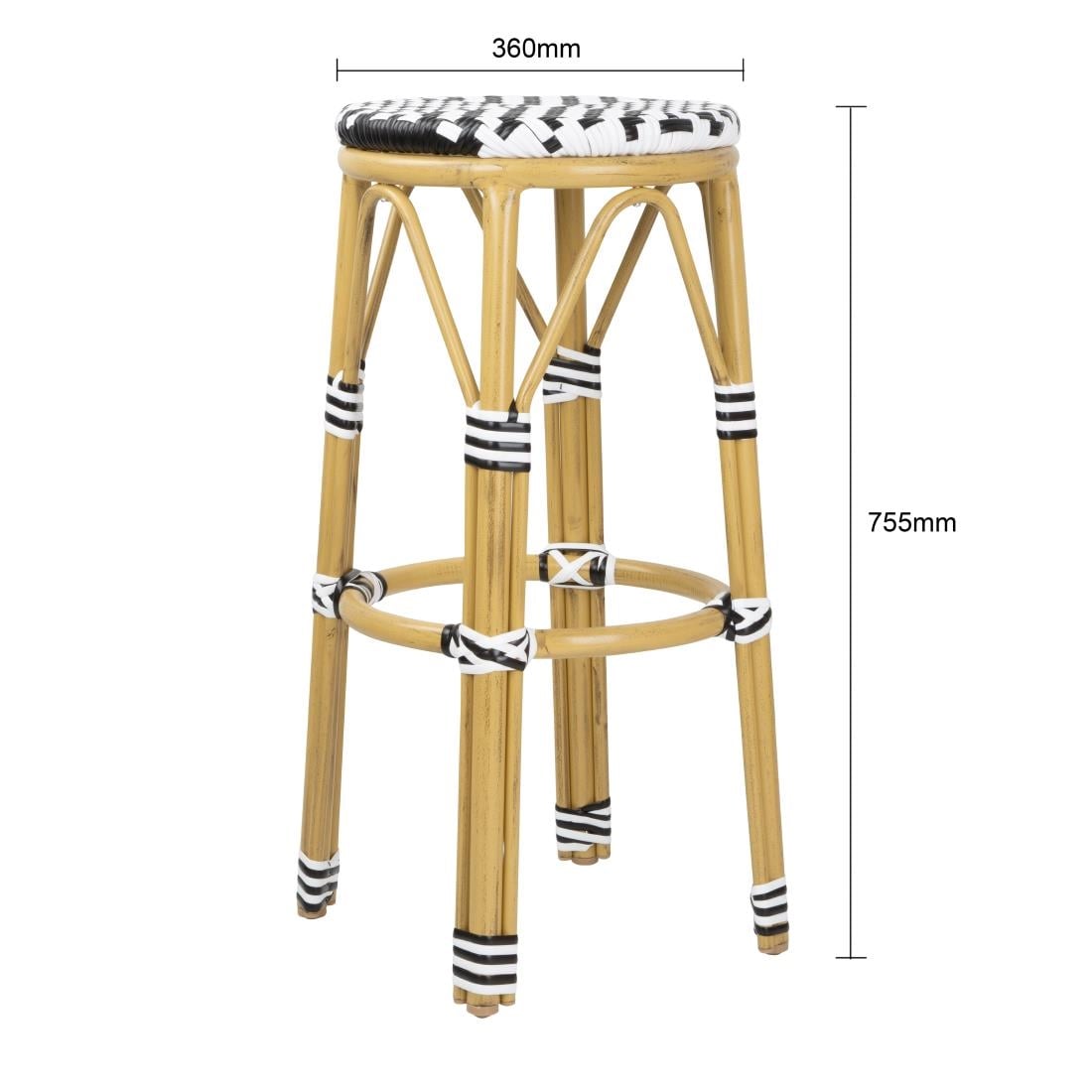 Bolero Parisian Style PE Rattan Bar Stools Black (2 Pack) HZ144 - Image 2
