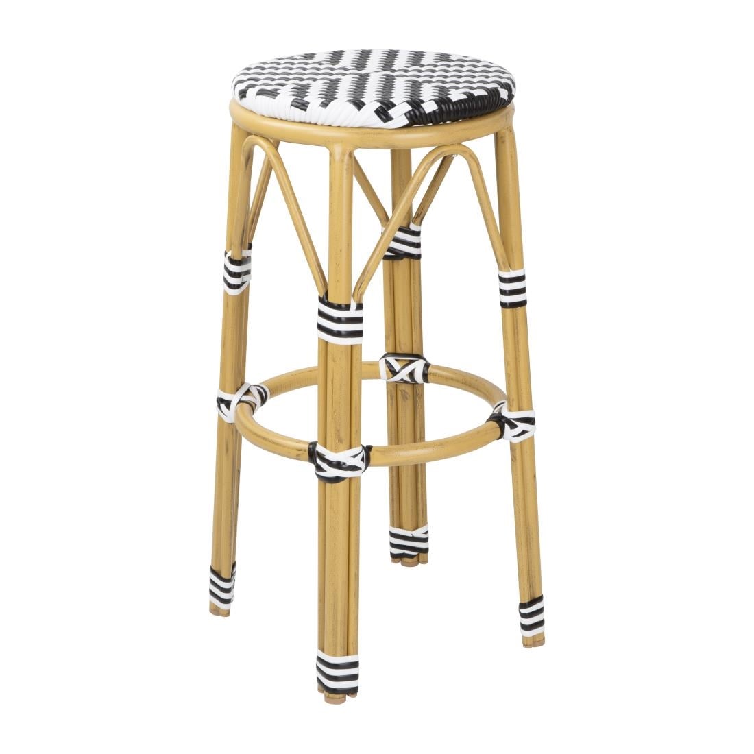 Bolero Parisian Style PE Rattan Bar Stools Black (2 Pack) HZ144