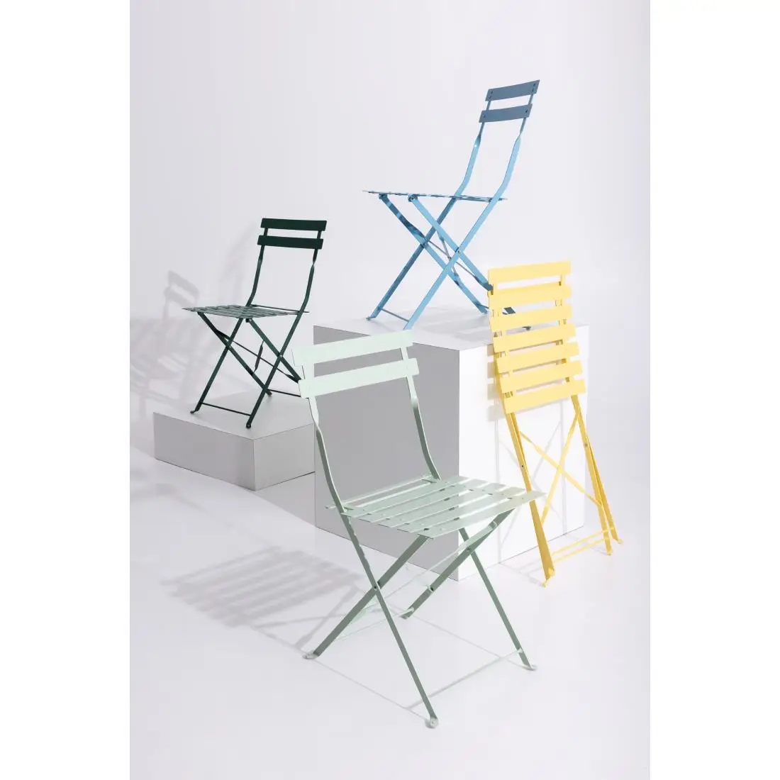 Bolero Perth Pavement Style Folding Chairs Light Green (2 Pack) FT270 - Image 10