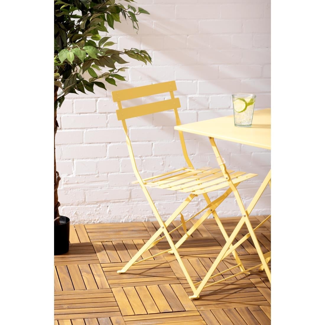 Bolero Perth Pavement Style Square Table Mellow Yellow 600x600mm HZ368 - Image 4