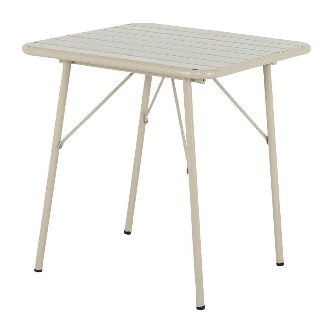 Bolero Amalfi Square Slatted Steel Folding Table Taupe 700x700mm HZ821