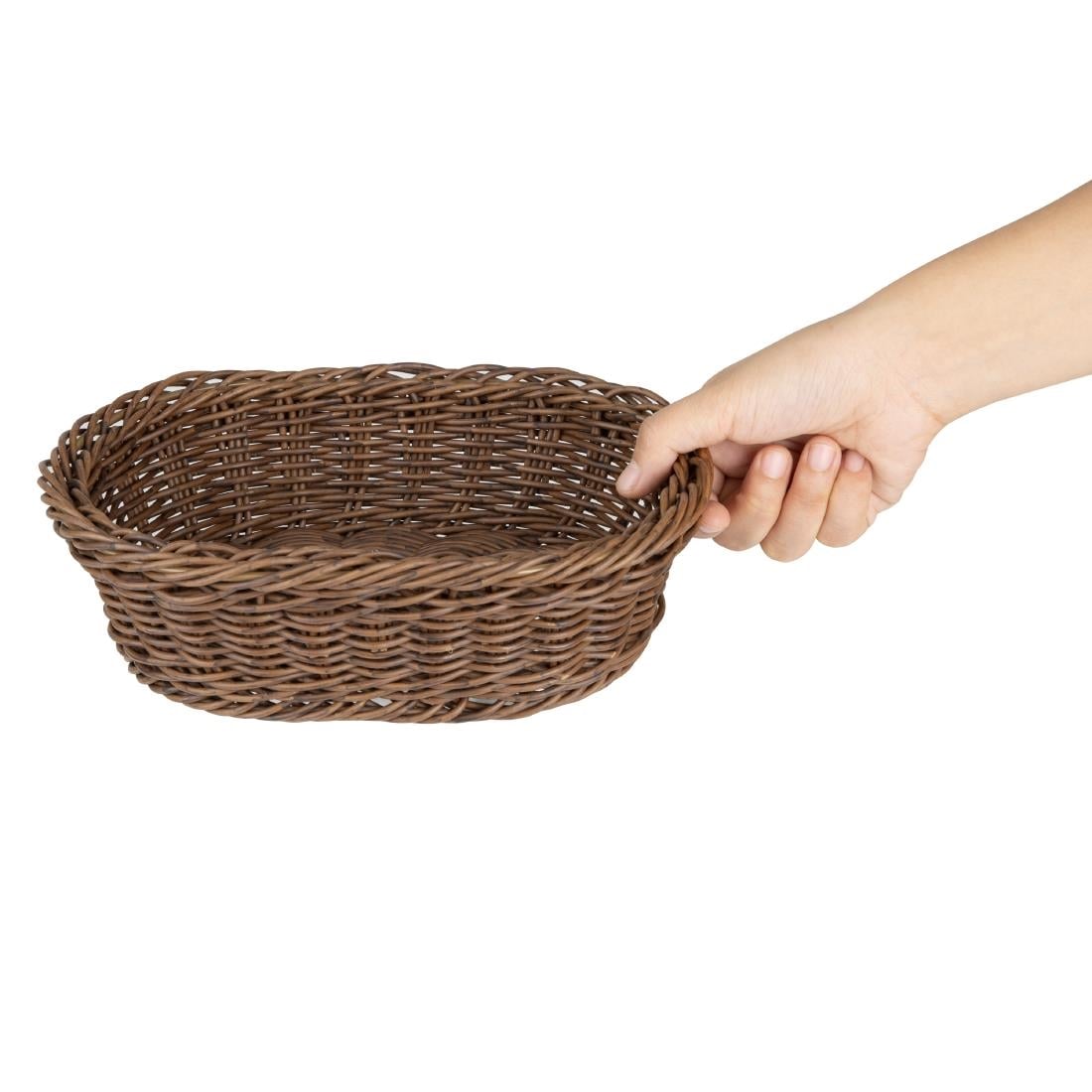 Olympia Polywicker Oval Basket Dark Brown 240x170mm JA359 - Image 5