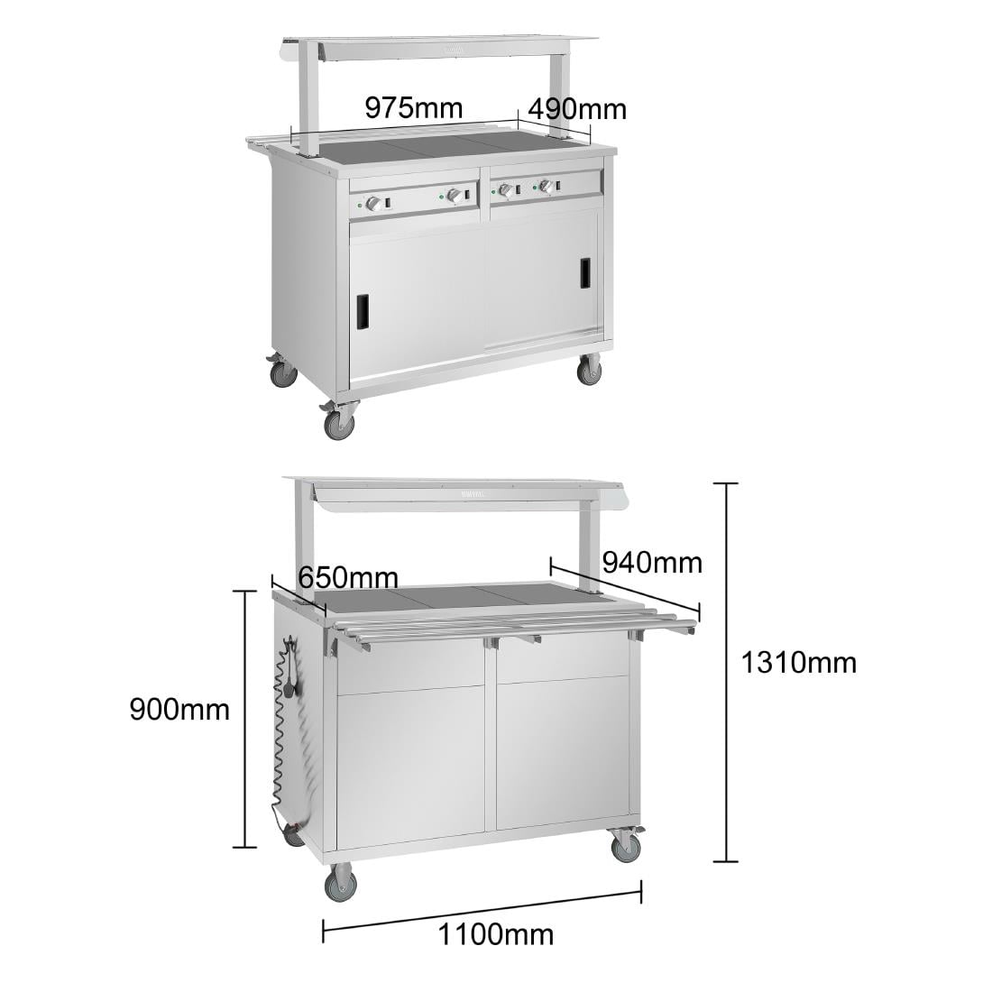 Buffalo Mobile Servery with Solid Heated Top 3x 1/1 GN JB186 - Image 4