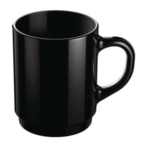 Arcoroc Opal Stackable Mugs Black 250ml (6 Pack) JC976