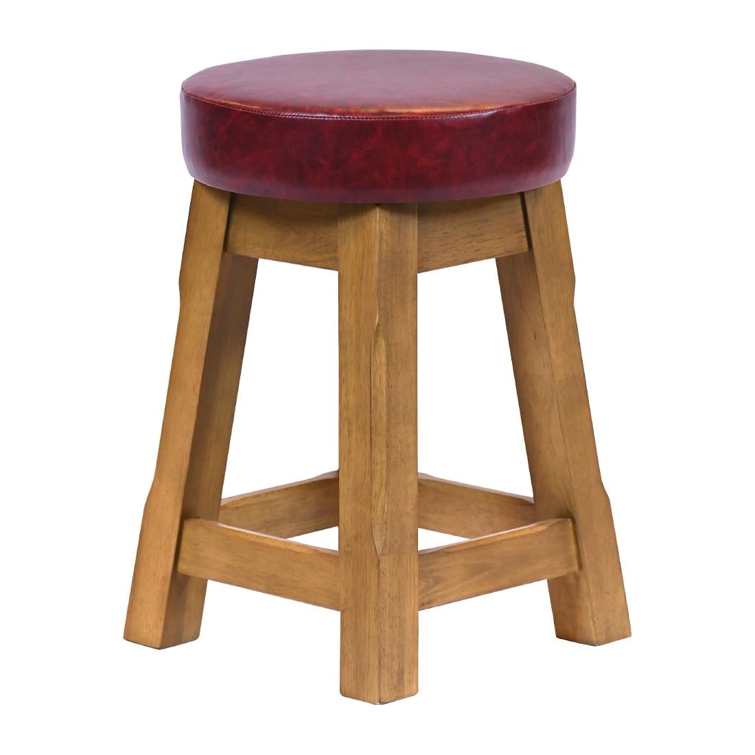 Everyday Wessex Weathered Oak Low Stool with Bison Bordeaux Seat (2 Pack) JF987 - Image 2